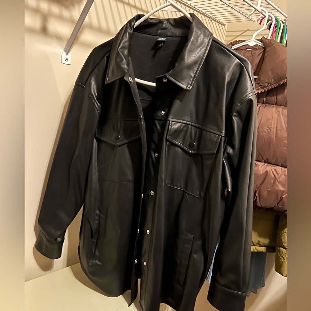 Black faux leather jacket